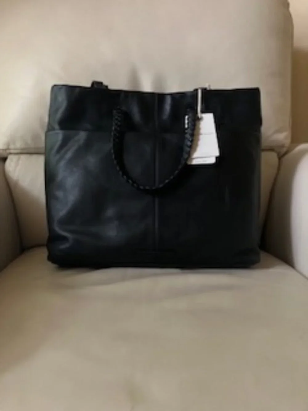 NWT Lucky Brand 2-in-1 Genuine Leather Black Tote